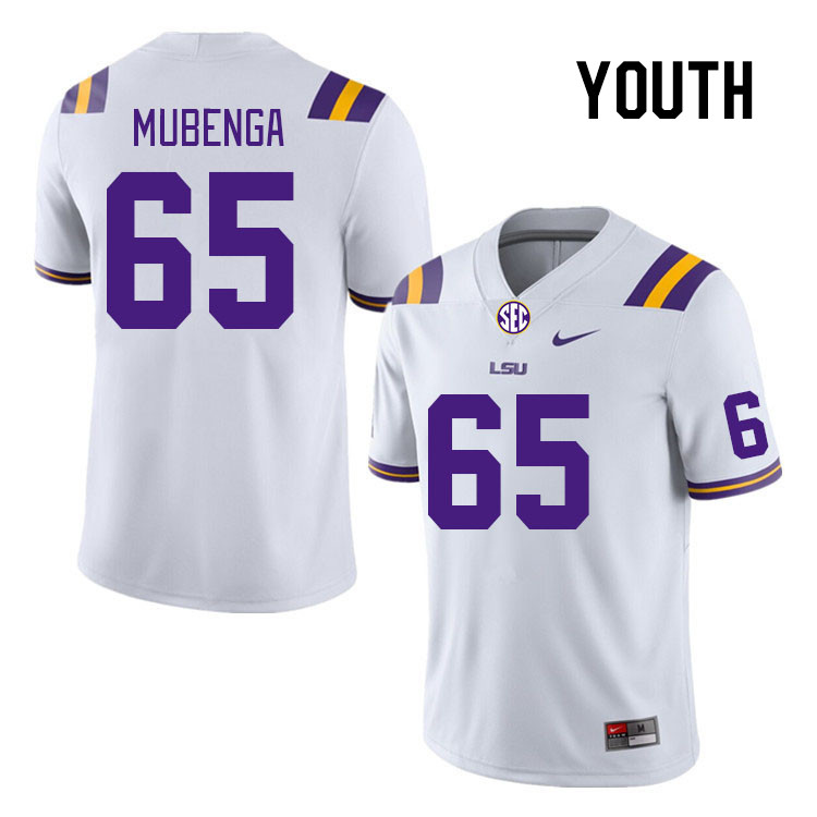 Youth #65 Paul Mubenga LSU Tigers College Football Jerseys Stitched Sale-White
